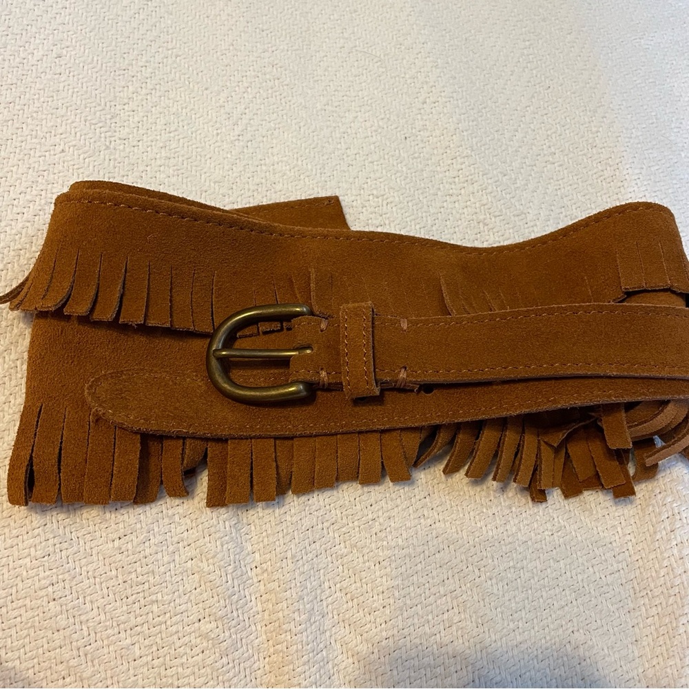 A&F suede fringe cinch belt